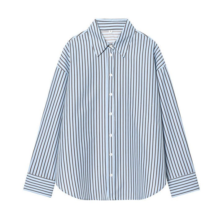 Damen Oversize-Hemd mit vertikalem Streifenmuster und Kentkragen Echo Archiv
