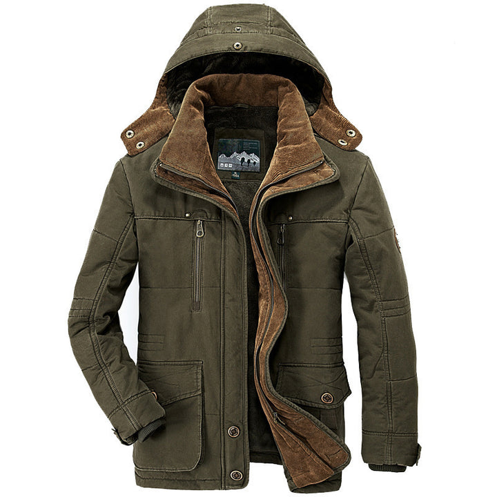 Herren Canvas-Fieldparka mit Cordkragen, wärmendem Fleecefutter und Multifunktions‑Taschen – Taviero