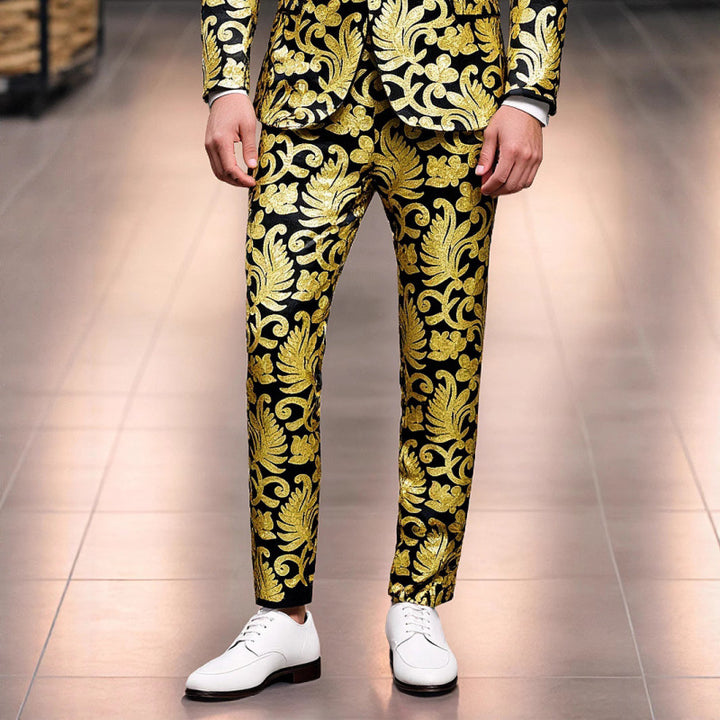 Herren Elegante Paillettenhose mit floralem Design Echoarchiv