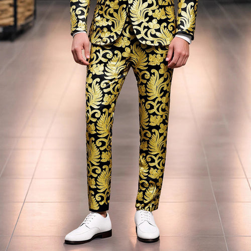 Herren Elegante Paillettenhose mit floralem Design Echoarchiv