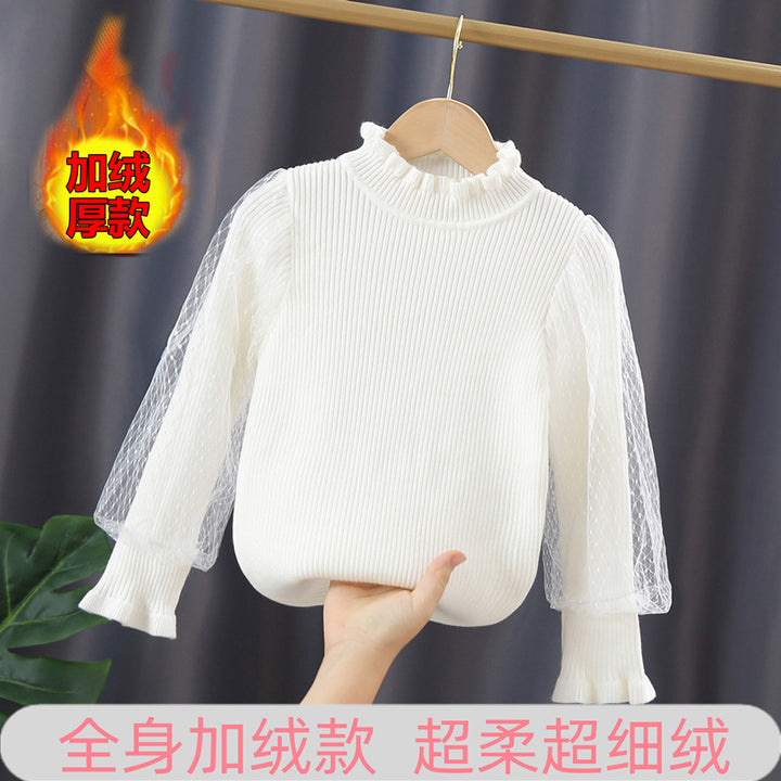 Mädchen elegantes Pullover mit transparenter Spitzenärmel Echo Archiv
