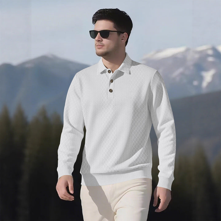 Herren modischer Langarmpullover mit Knopfleiste Echoarchiv