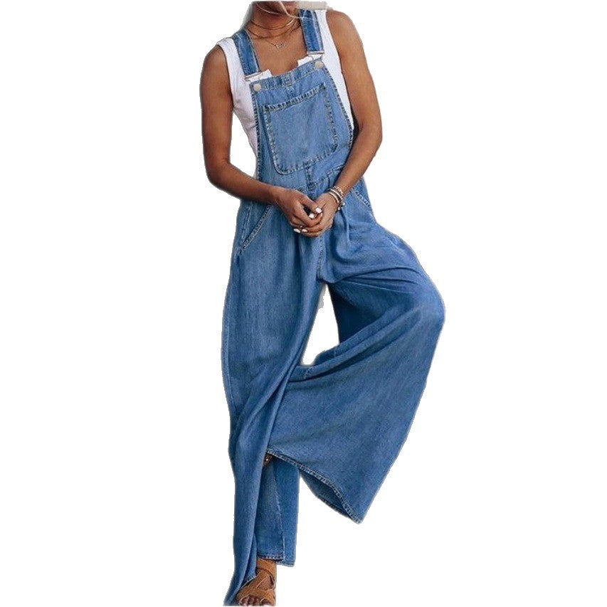 Damen Weite Denim-Latzhose im Palazzo‑Stil Echo Archiv