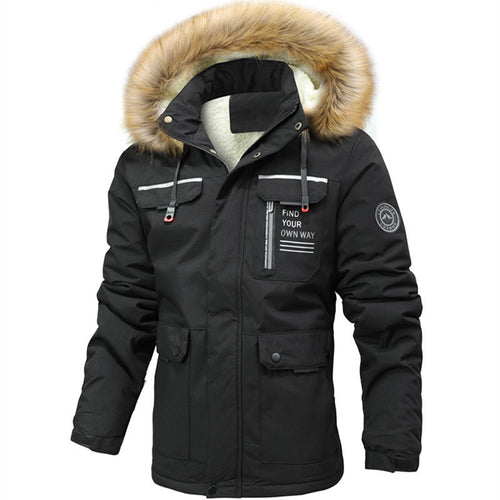 Herren Thermoisolierter Winterparka mit Teddyfutter, abnehmbarer Kunstpelzkapuze und Multifach-Taschen Echoarchiv