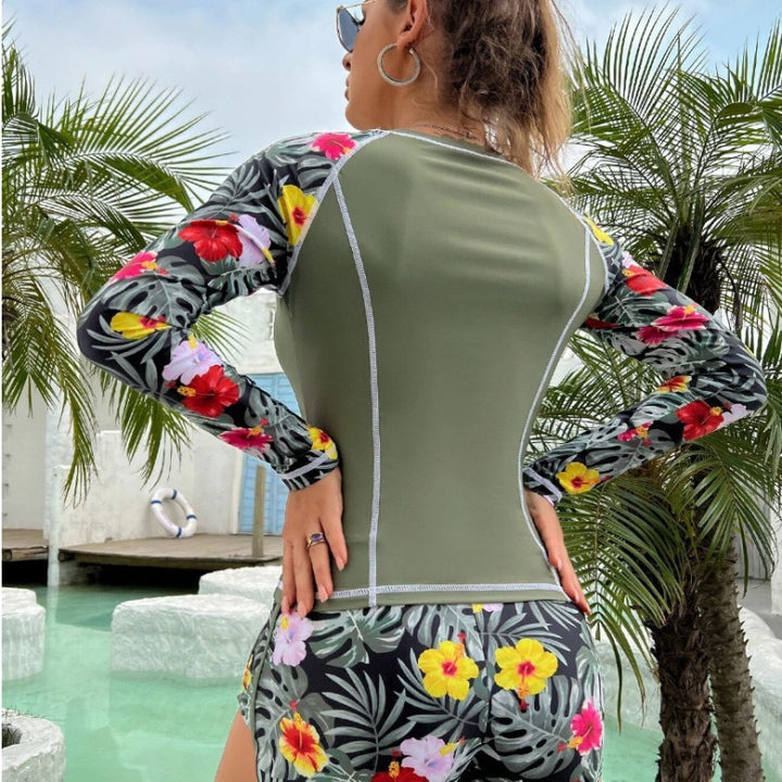 Damen Langarm Surf-Badeanzug mit floralem Muster Echo Archiv