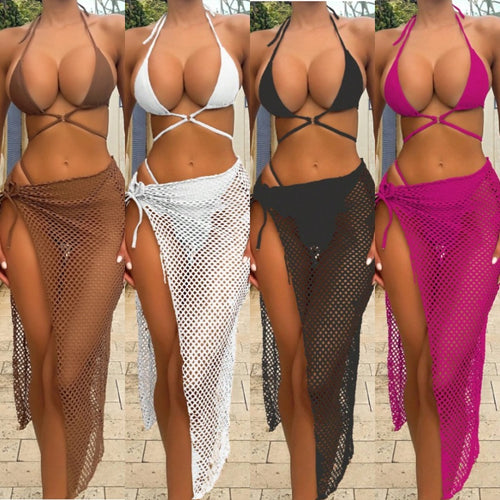 Damen Bikini-Set mit transparentem Netzrock und Triangel-Oberteil Echo Archiv