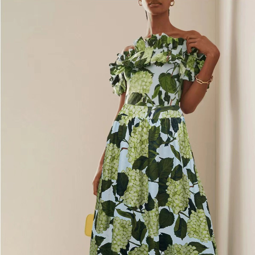 Damen Einteiler Badeanzug mit voluminösen Rüschendetails und floralem Design Echo Archiv