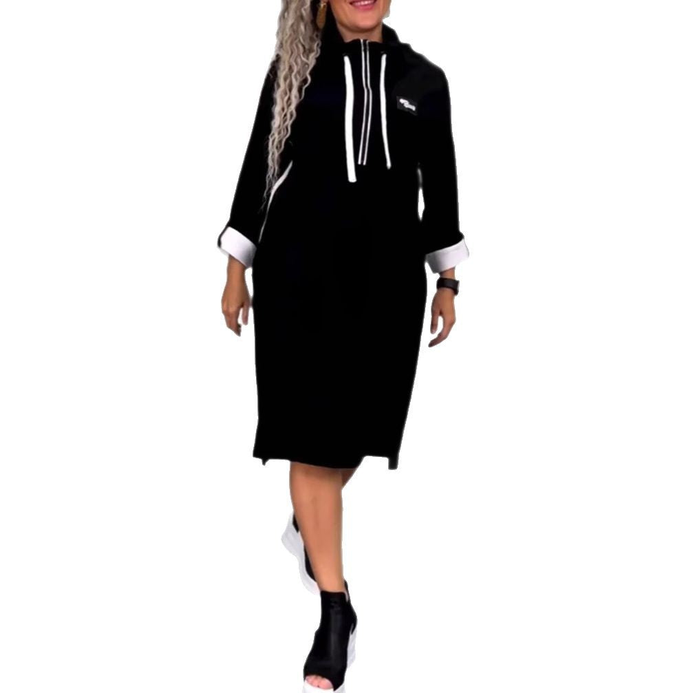 Damen nan Hoodie-Midikleid mit Kapuze, Kordelzug und krempelbaren Manschetten Echo Archiv