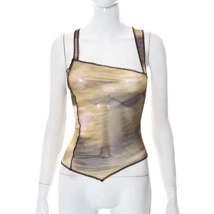 Damen elegantes Top mit asymmetrischem Schnitt und transparentem Design Echo Archiv