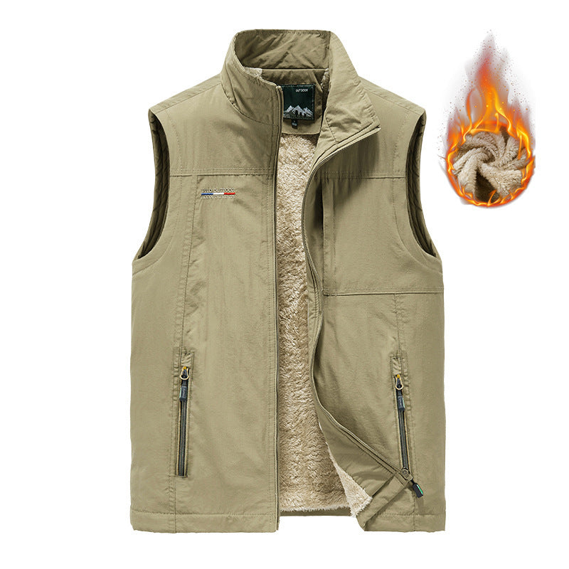 Herren Windabweisende Canvas‑Weste mit Teddyfleece‑Innenfutter und Stehkragen Echo Archiv