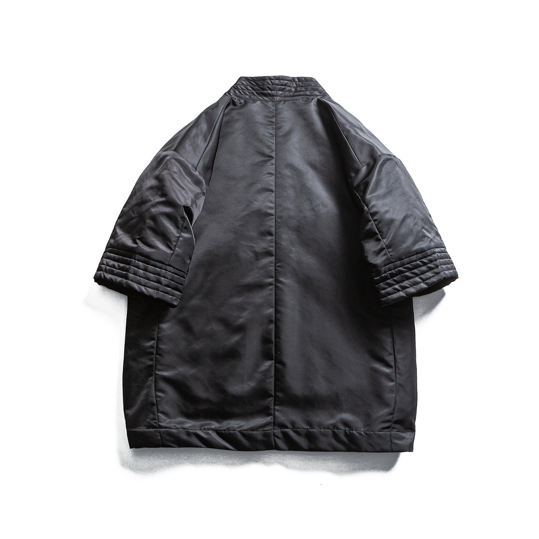 Unisex Gepolsterte Kimono-Jacke mit kurzem Ärmel und Taillengürtel Echoarchiv