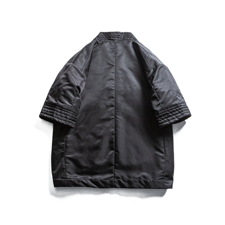 Unisex Gepolsterte Kimono-Jacke mit kurzem Ärmel und Taillengürtel Echoarchiv