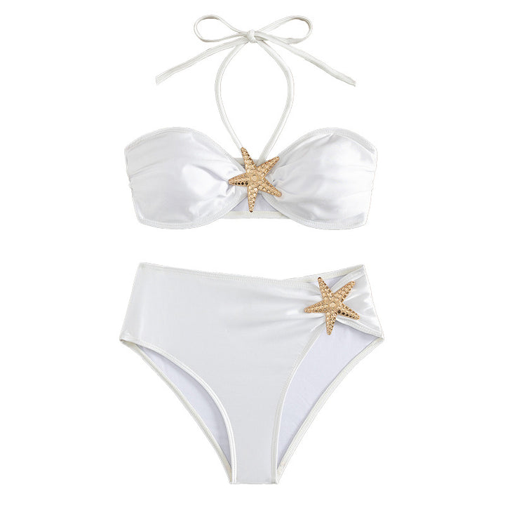 Damen Hochtaillierter Bikini mit eleganten Muschelverzierungen Echo Archiv