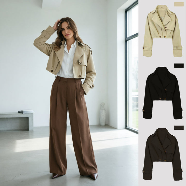 Damen Modische Cropped Trenchcoatjacke Echo Archiv