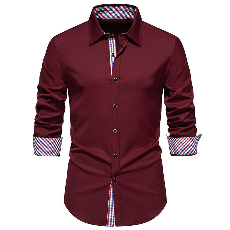 Herren elegantes Langarmhemd mit modernen Karodetails Echoarchiv