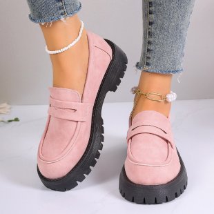 Damen Modische Chunky‑Loafer aus Veloursimitat mit profilierter Lug‑Sohle Echo Archiv