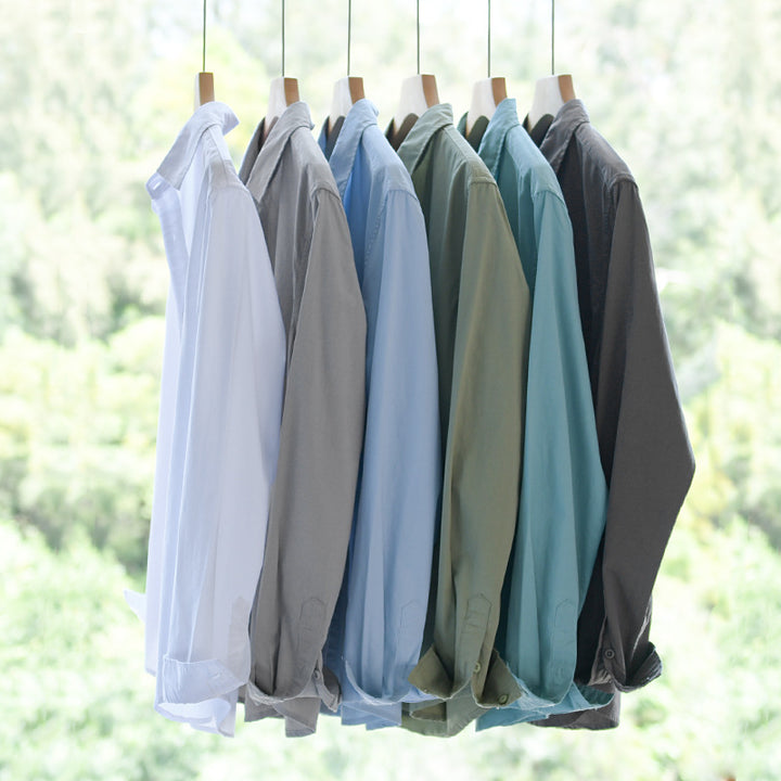 Herren Hemdjacke aus Soft-Touch Baumwollmix mit Relaxed-Fit, leichter Crinkle-Optik und Kentkragen Echoarchiv