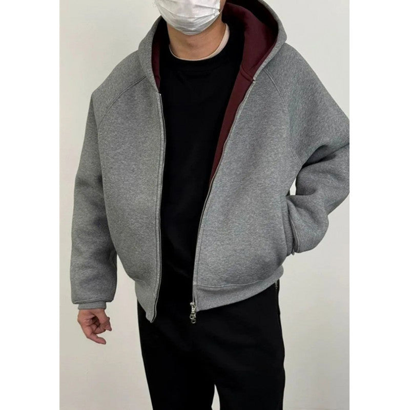 Herren Oversize-Kapuzensweatjacke aus schwerem French-Terry mit Zwei-Wege-Reißverschluss Echo Archiv