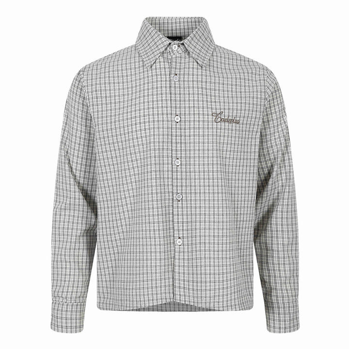 Herren Kariertes Gingham-Hemd mit Button-Down-Kragen und Bruststickerei Echoarchiv