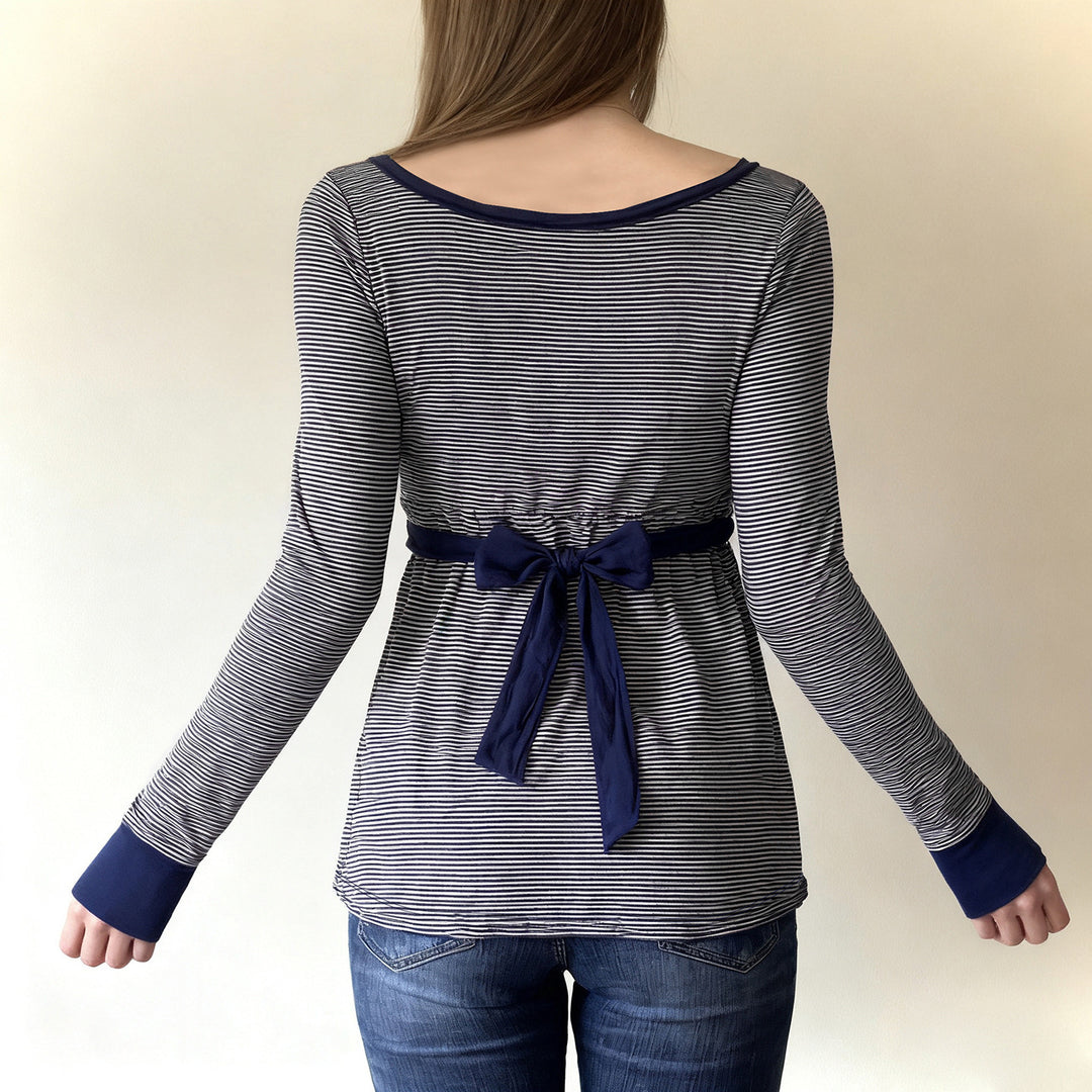 Damen Umstands- und Stillbluse mit Empire-Naht, Knopfleiste und Bindegürtel Echo Archiv