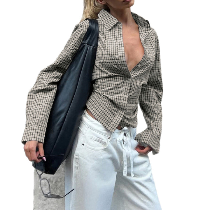 Damen nan taillierte Karobluse mit verdeckter Knopfleiste und geformter Miedernaht Echo Archiv