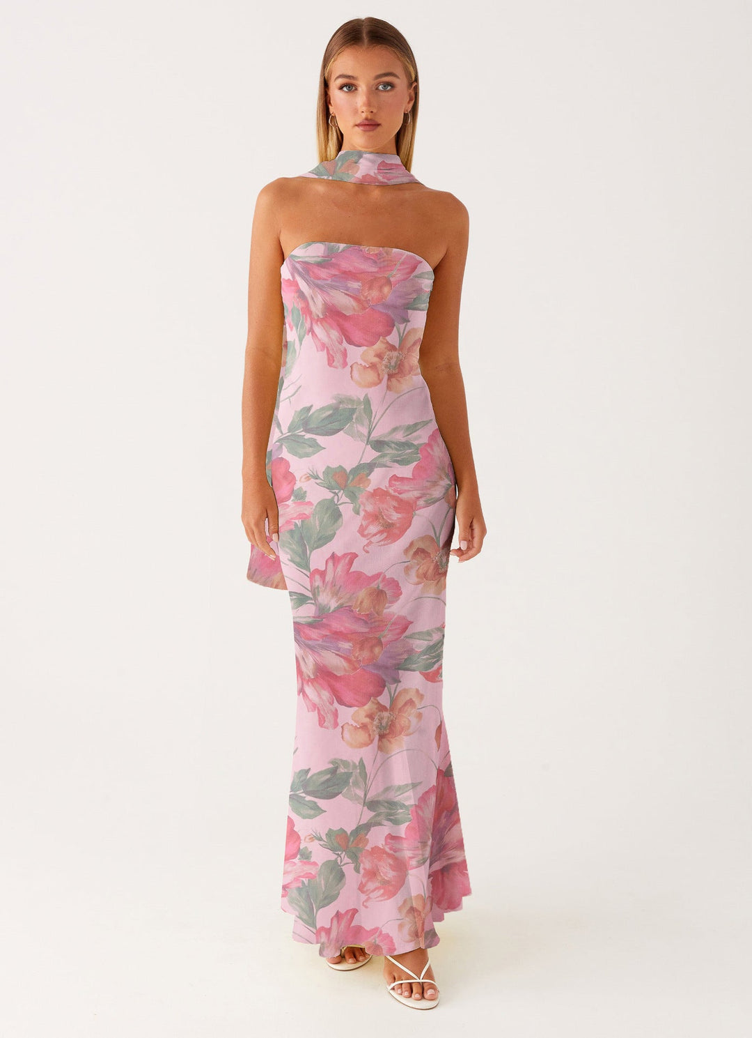 Damen Elegantes Langarm Abendkleid im Blumendesign Echoarchiv