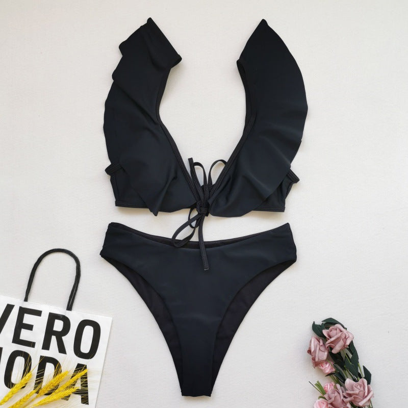 Damen Bikiniset mit Rüschen und Pflanzenmuster Echo Archiv