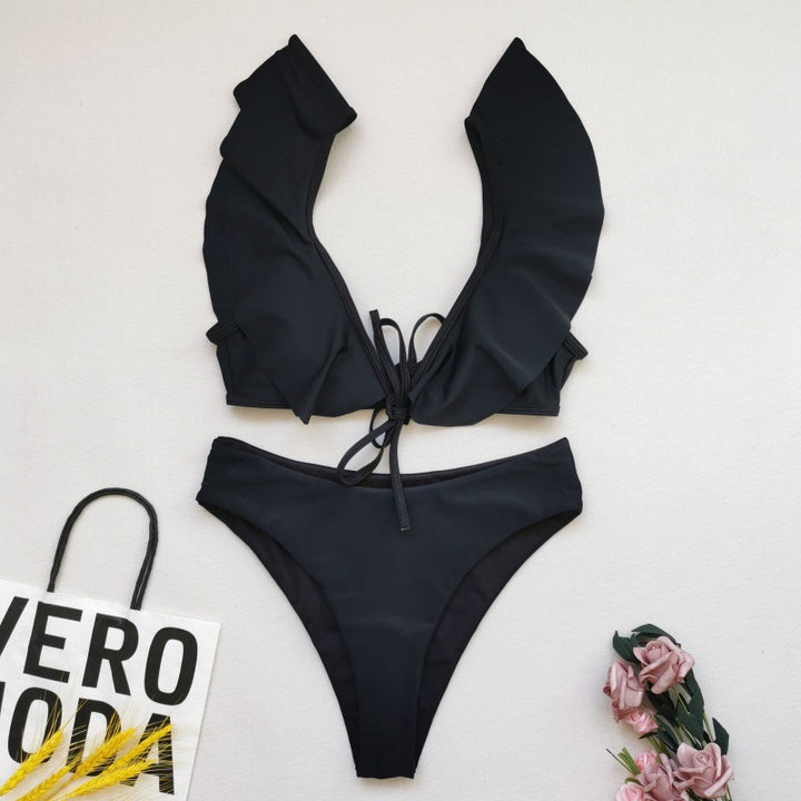 Damen Bikiniset mit Rüschen und Pflanzenmuster Echo Archiv