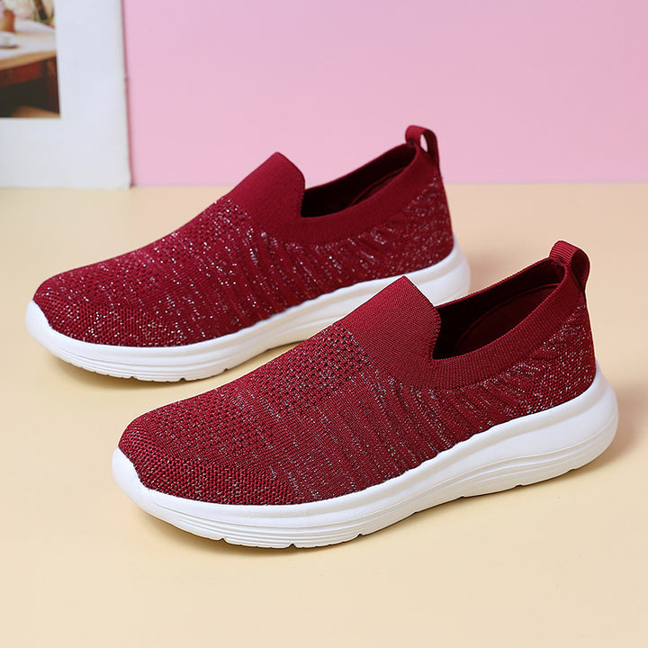 Damen nan atmungsaktiver Strick-Slipper mit viskoelastischer Innensohle und flexibler Gummilaufsohle Echo Archiv