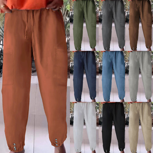 Damen Cargo-Jogginghose mit Kordelzug, aufgesetzten Taschen und Knopfmanschetten – Avélisse