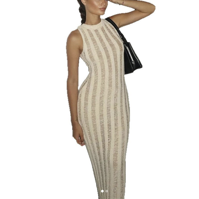 Damen figurbetontes Strickkleid mit raffinierten Streifenelementen Echo Archiv