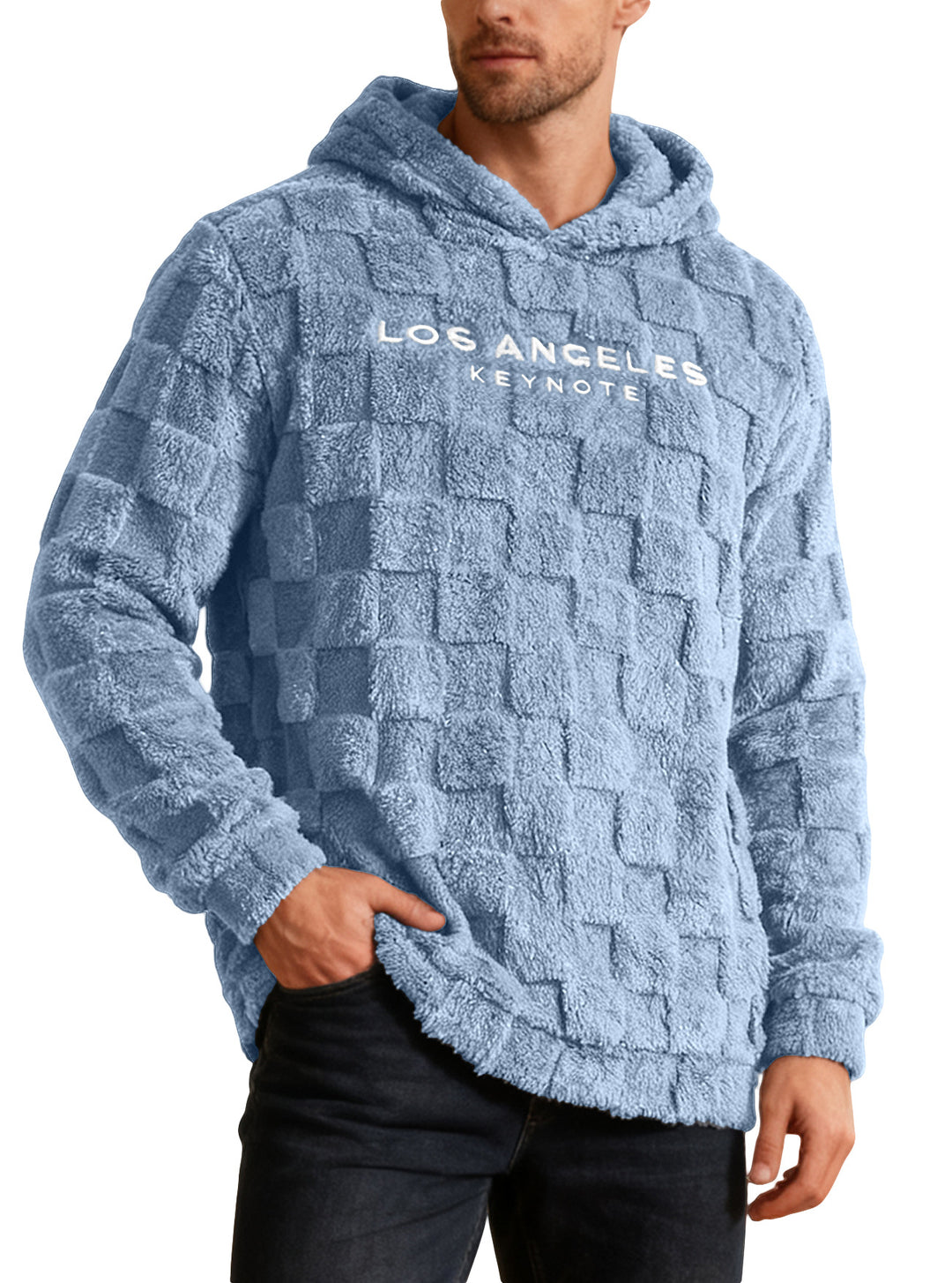 Herren Fleece Kapuzenpullover mit strukturiertem Waffelmuster Echoarchiv