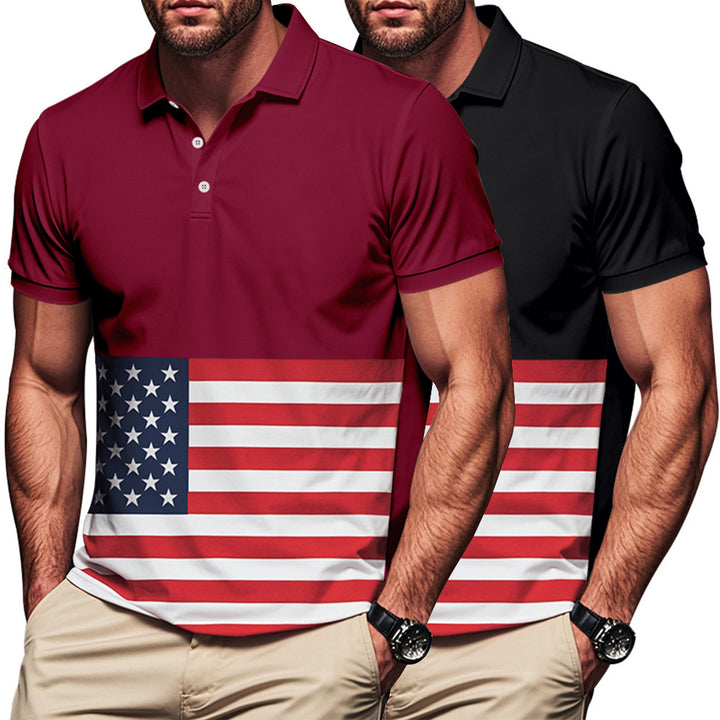Herren Polo-Shirt mit Flaggenmotiv und klassischem Kragen Echoarchiv