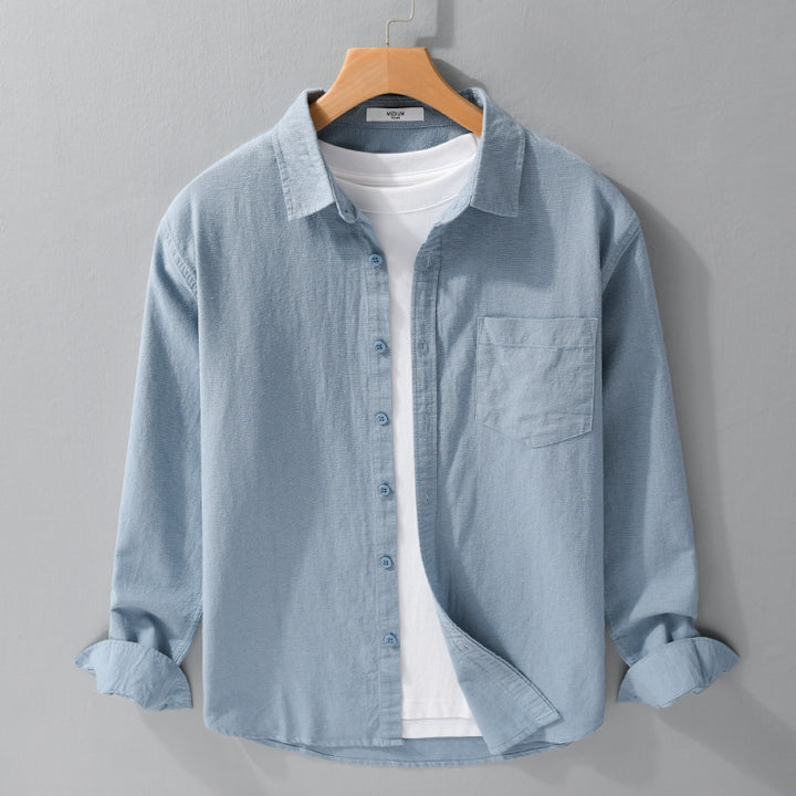 Herren Soft‑Touch Baumwollmix Overshirt im Layering‑Look mit Brusttasche Echoarchiv