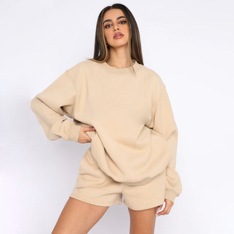Damen nan weites Sweatshirt und Shorts Haus-Set aus weichem Frottee Echo Archiv