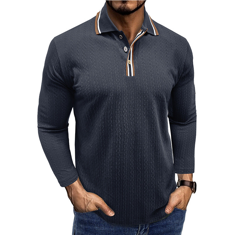 Herren Elegantes Langarm-Polohemd mit Details Echoarchiv