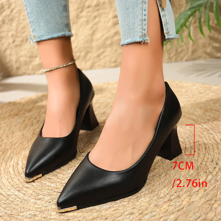 Damen Spitz zulaufende Pumps mit skulpturiertem Blockabsatz und Metallkappe – Lioré