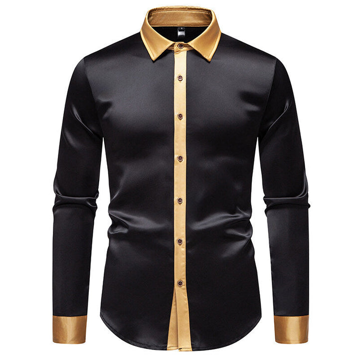 Herren Elegantes Langarmhemd mit Satin-Details Echoarchiv