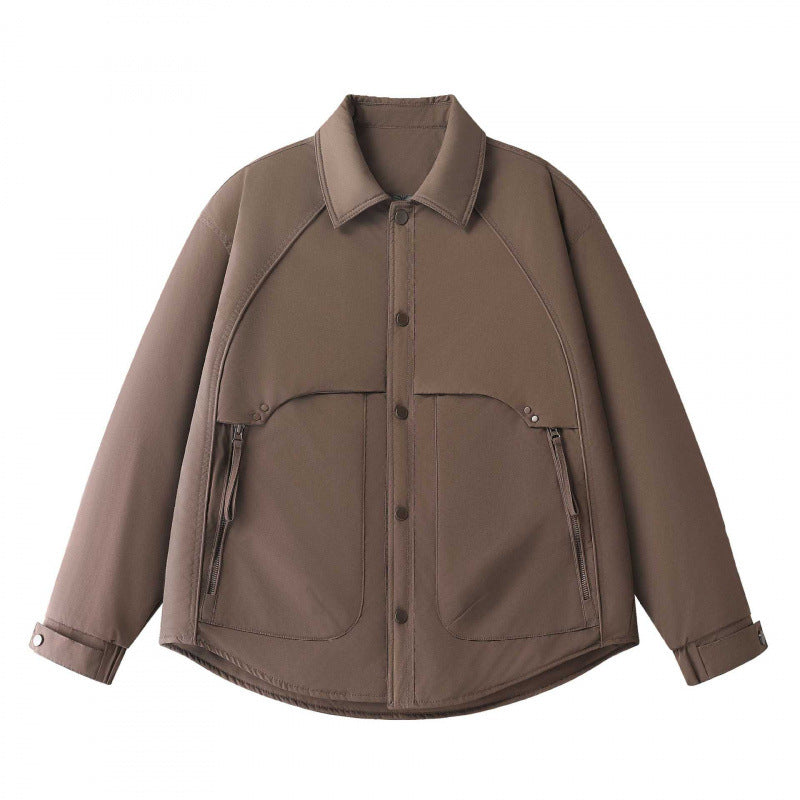 Herren Gepolsterte Hemdjacke mit abgerundetem Saum, Reißverschluss-Taschen und Druckknopf-Leiste Echo Archiv