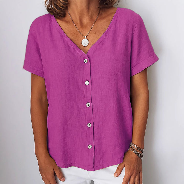 Damen Leinenbluse mit Knopfdetails Echo Archiv