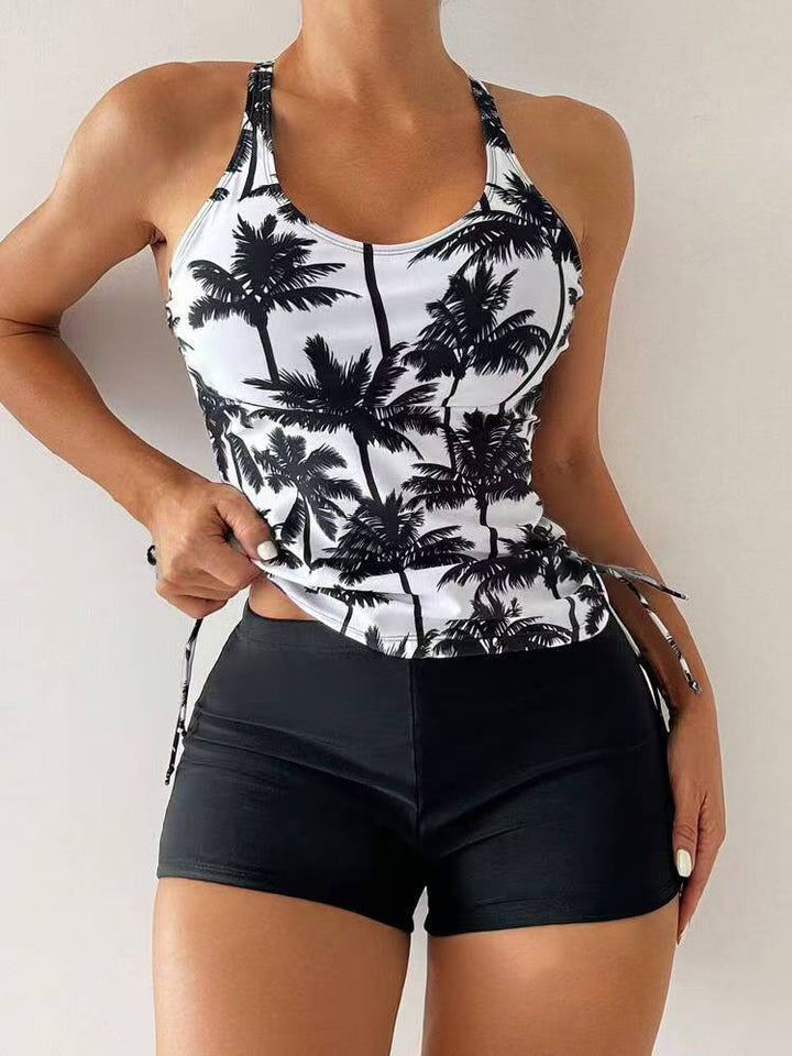 Damen Sportliches Tankini-Set mit modischem Palmendruck und hoher Taille Echo Archiv