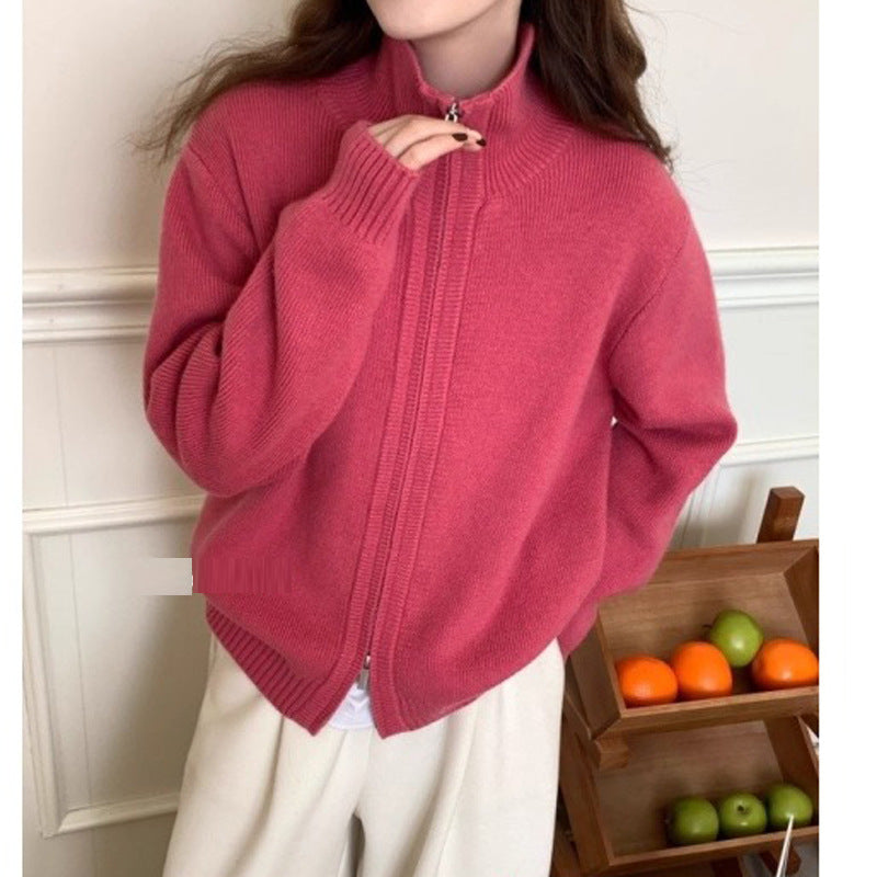 Damen Modische Strickjacke mit leichtem Reißverschluss Echo Archiv