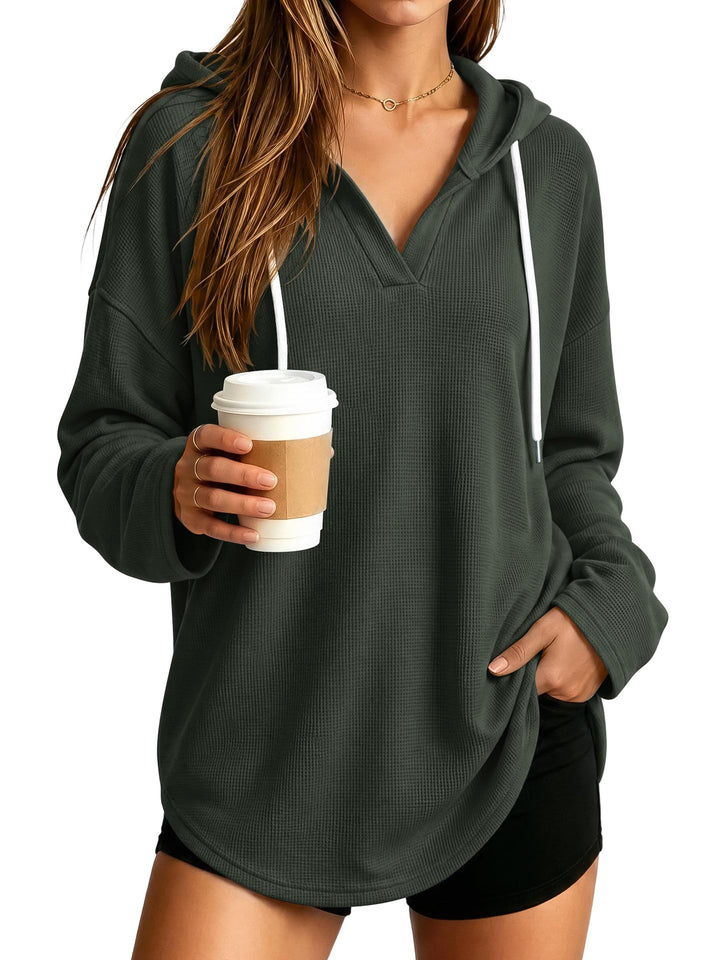 Damen Lässiger Kapuzenpullover mit Waffelstruktur Echo Archiv