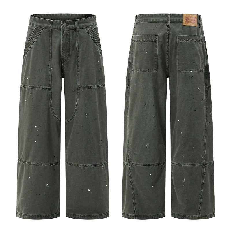Herren Weitgeschnittene Utility‑Palazzo‑Hose aus schwerem Baumwoll‑Twill mit ergonomischen Knieabnähern Echo Archiv