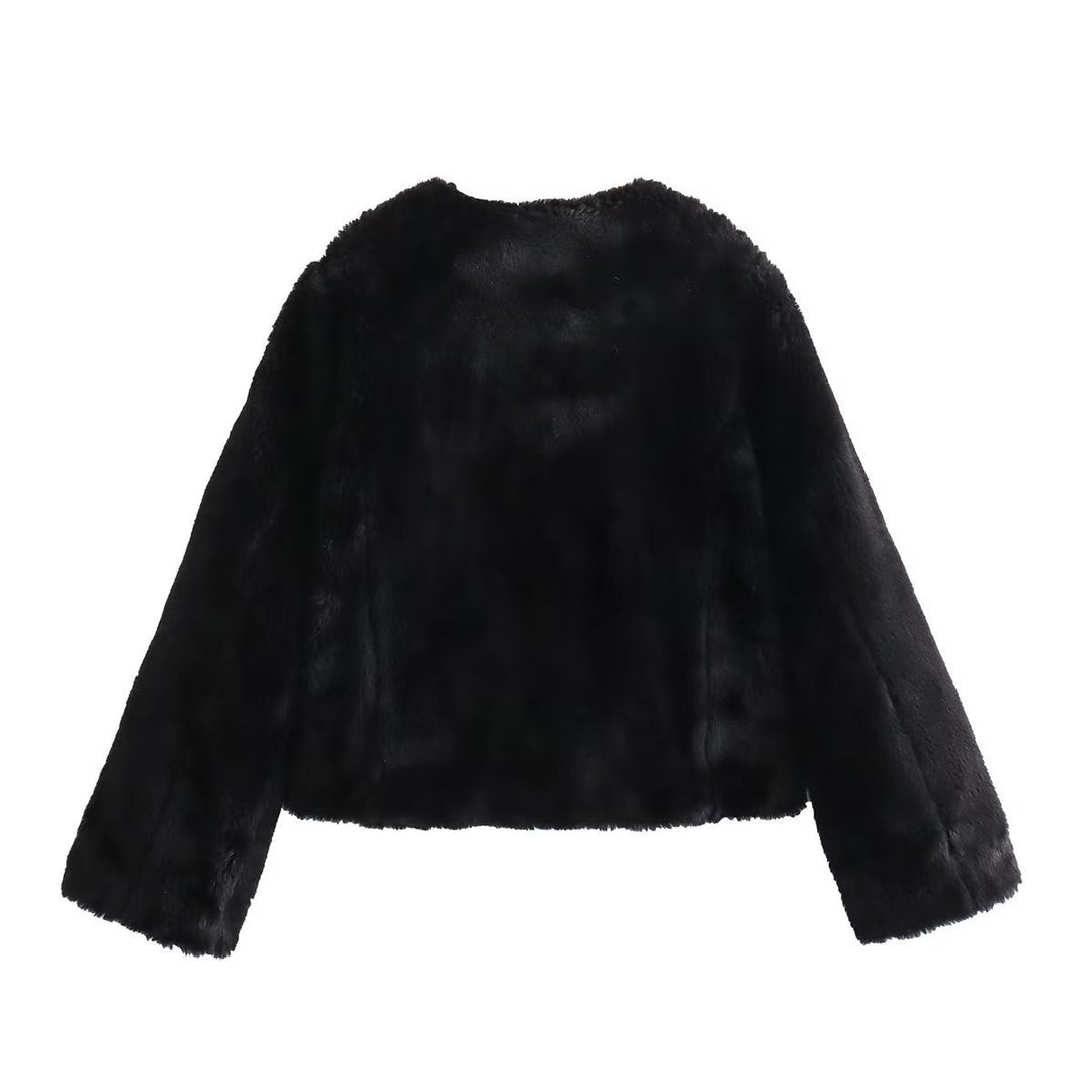 Damen Kurz geschnittene Teddyjacke mit Knebelverschlüssen und aufgesetzten Taschen Echo Archiv