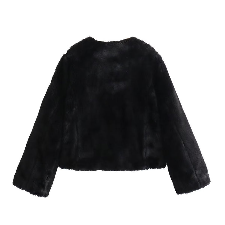 Damen Kurz geschnittene Teddyjacke mit Knebelverschlüssen und aufgesetzten Taschen Echo Archiv