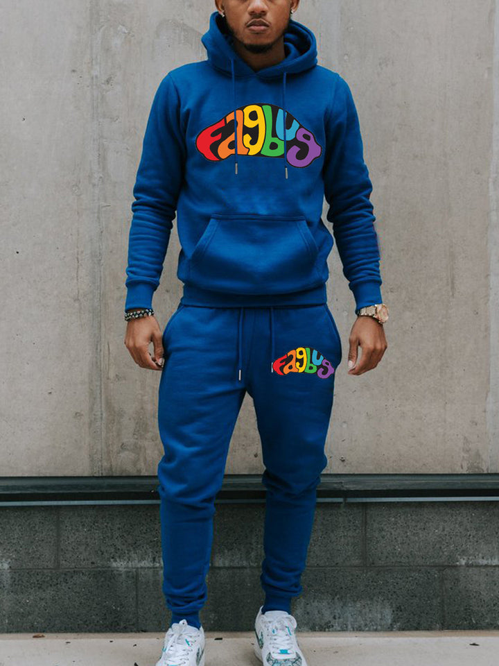 Herren Hoodie und Jogginghose Set mit auffälligem Neon-Logo Echoarchiv