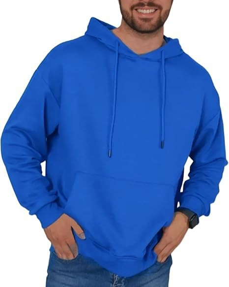 Herren lässiger Kapuzenpullover mit Kängurutasche, Tunnelzug und gerippten Bündchen – Cavarno