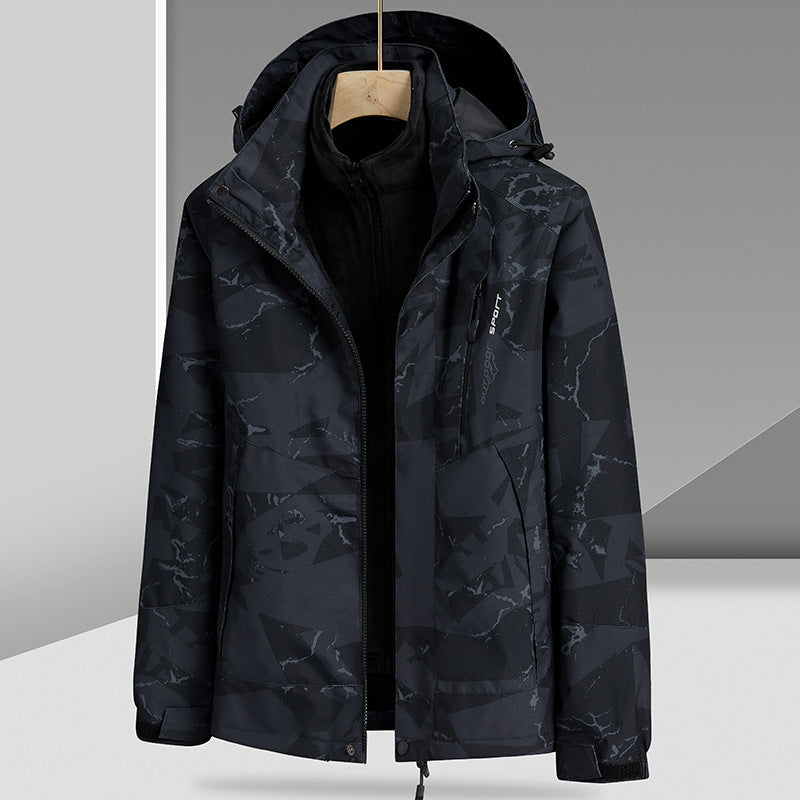 Herren Wasserabweisende Outdoor-Jacke mit integrierter Fleece-Innenjacke Echo Archiv
