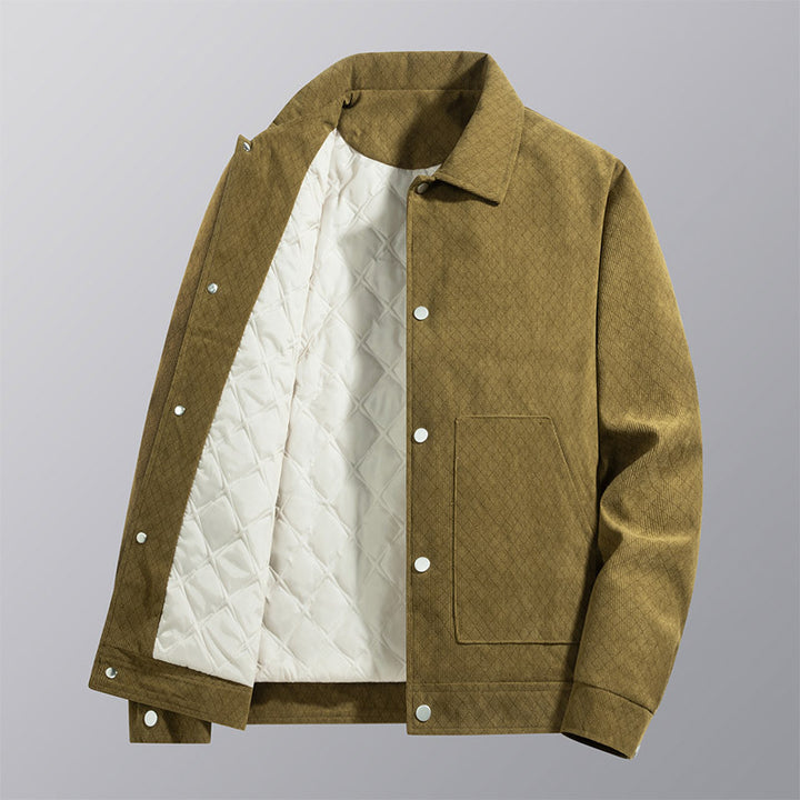 Men's quilted-lined corduroy overshirt jacket with snap front and patch pockets – Taviero